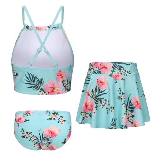 Girls Bikini Swimsuits Set for Girls 3 Piece Skirt Bathing Suits Swim Dress Hawaiian Beach Swimwear 3-16 Years2