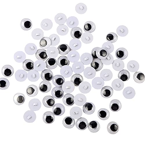 UUYYEO 100 Pcs Plastic Wiggle Eye Buttons Sew On Wiggle Eyes Craft Googly Eyes Stuffed Animal Making Supplies Clothing Embellishments 8mm
