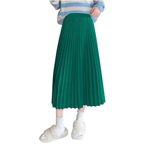 Pleated Midi Skirts for Women A-Line High Elastic Waisted Summer Flowy Beach Maxi Skirt Chiffon Long Swing Skirts