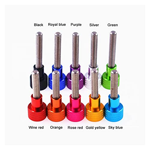 Willwa 1Pcs M6 Knurled Thumb Screws Aluminum Alloy Adjustment High Head Step Screw Multiple Color Length 5-100Mm (Color : Silver, Size : 100Mm_M6) #TOP2