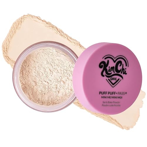 Image of KimChiChic Beauty Mini Me Puff Puff Pass Set and Bake Setting Powder for Makeup, Soft Natural Face Makeup for Uneven Skin Tone, 0.17oz, 02 Banana
