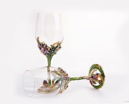 Miniatura 2 de Juego de 2 copas de vino pintadas artesanalmente esmaltadas con libélula