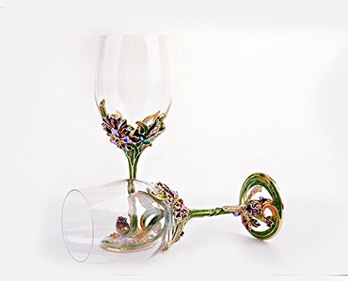 Bestbling Dragonfly Enamel Handcraft Artisan Painted Wine Glass Gift, Set of 2 by Bestbling - Used condition - US$24.36