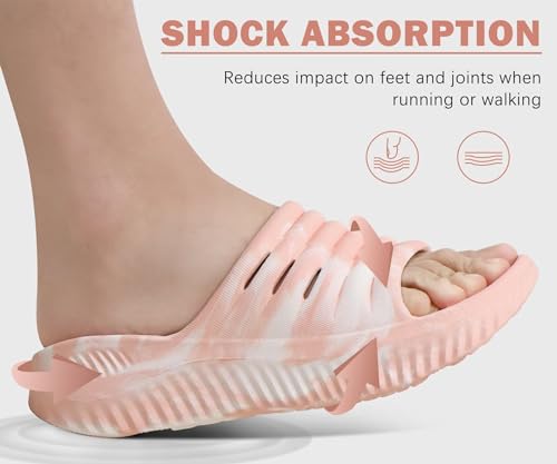 Image of KuaiLu Womens Recovery Sandals With Comfortable Plantar Fasciitis Support,Ladies Orthotic Open Toe Sport Slides Thick Cushion Reduces Stress on Feet,Joints & Back Post-Exercise