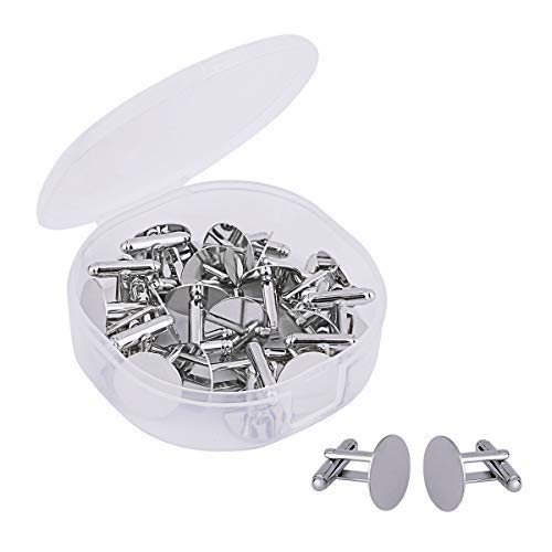 Driew Blank Cufflinks, Blank Cufflink For Men Cuff Links Flat Pad Blank Setting Tray Pack Of 20 (16Mm) #TOP3
