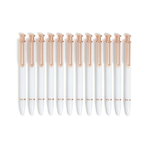 U Brands Monterey Ballpoint Pens, Set of 12, White and Rose Gold,...