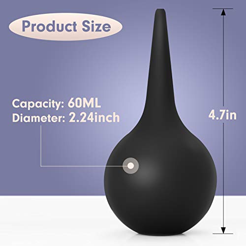 Large Ear Syringe Bulb, Tukuos 60ml Rubber Hand Bulb Syringe Ear Washing Cleaning Squeeze Bulb for Kids Adults (Black) - Thumbnail 2