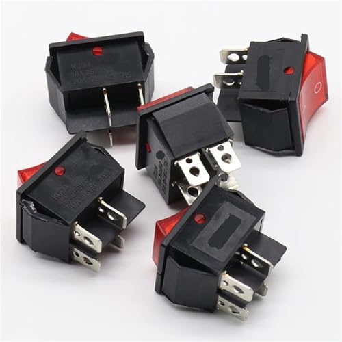 Interrupteur marche/arrêt rouge 4 broches 250V 16A pour bateau - 3