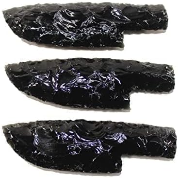 Mountain Man Knife 3 Small Obsidian Ornamental Knife Blades #3023