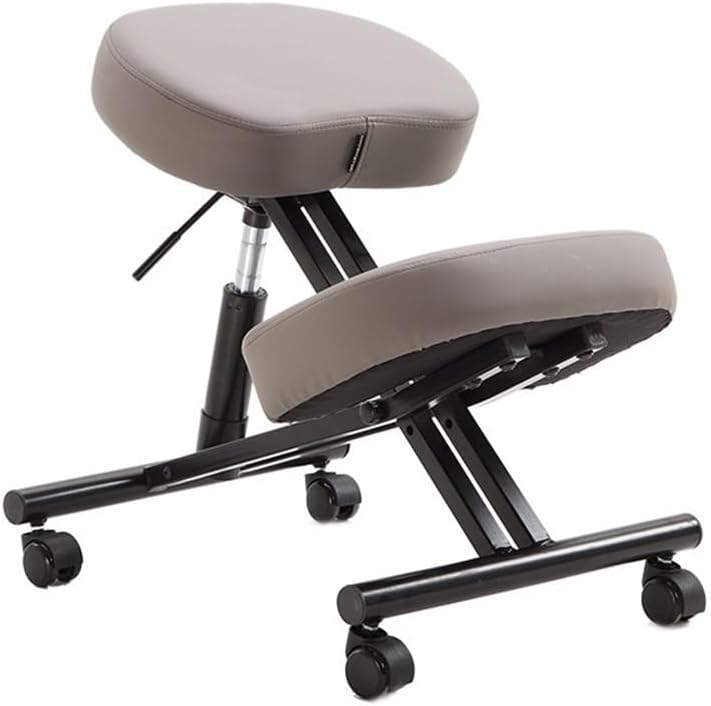 Ergonomic Chair Kneeling Chairs, Leather Fabric Knee Chair with Universal Wheel, 4 Stage Height Adjustment Meditation Chair, Movable Posture Chair for Office, Study