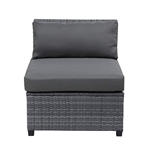 RUNNA 8 Pieces Patio Furniture Sets, Outdoor PE Rattan Wicker Sectional Sofa Seating Group with Cushions and Coffee Table (Grey) - Thumbnail 4