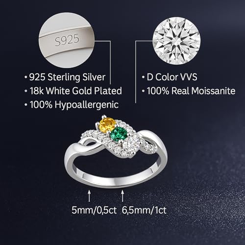 | Personalized Swirl Colorful CZ Ring | 3 Birthstones Engagement Ring | Valentine's Day Jewelry | Personalized 14K White Gold Wedding Ring Jewelry for Women2