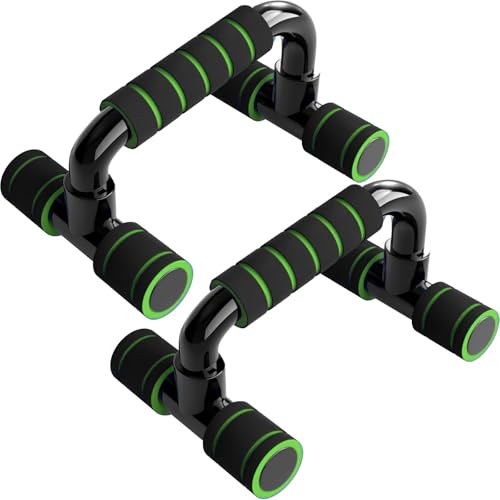Barras de flexión, equipo de ejercicio para gimnasio, fitness, 1 par de asas de flexiones con agarre de espuma acolchada y estructura resistente antideslizante, barras de empuje para hombres y mujeres