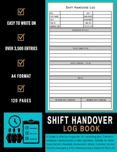 Shift Handover Log Book: A Simple and Effective Organizer for Recording Duty Transfers, Employee Communication, and Daily Operations.