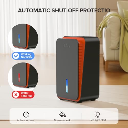 Image of 1000 sq.ft Dehumidifier for Home, Dehumidifiers for Basement, Bathroom, Bedroom with Auto Shut Off and Drain Hose, Built-in Aromatherapy Diffuser, 7 Colors LED Light, Quiet Sleep Mode(CS08-Black)
