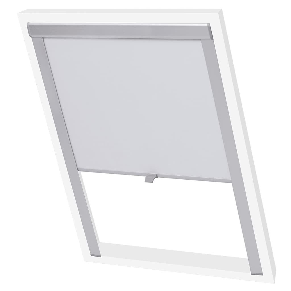 Roleta zaciemniająca biała M06/306 do okna dachowego 613 x 940 mm, z ramą aluminiową, nieprzejrzysta, odporna na zabrudzenia, ochrona przed wysoką temperaturą, akcesoria montażowe do sypialni