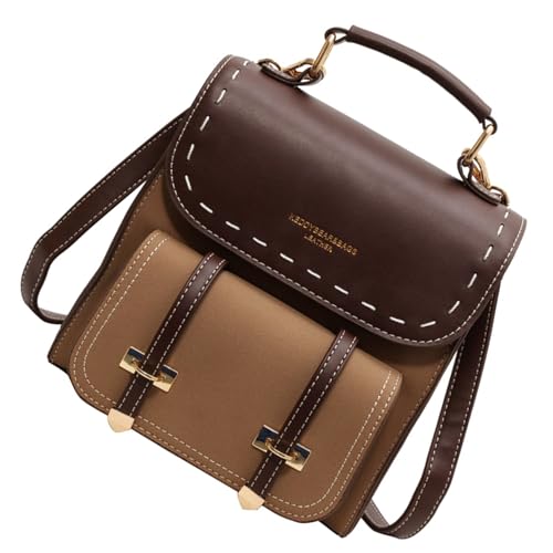 Mochilas vintage de cuero PU con gran capacidad para diario