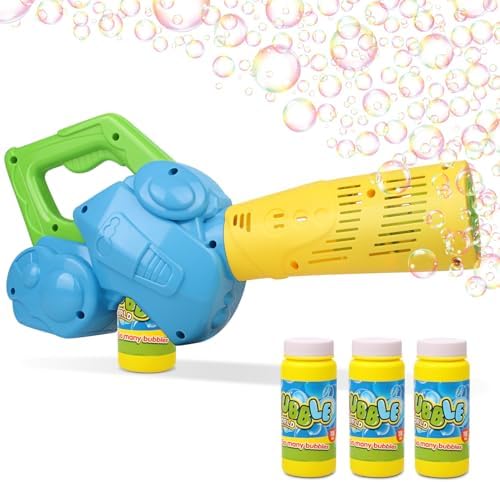Duckura Bubble Leaf Blower, Outdoor Bubble Machine for Toddlers 1-3, Kids Bubble Gun Blower with 3 Bubble Solution, Summer Outside Yard Toy, Halloween Party Favor Birthday Gift for Age 2 3 4 Boy Girl