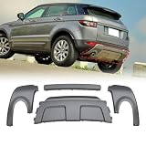 Priprilod Rear Bumper Skid Plate and Valance Cover 4-Piece Set Compatible with Land Rover Range Rover Evoque 2012-2019 L538 Lower Bumper Guard Trim Replaces LR026329 LR026328 CUS13002 SF636