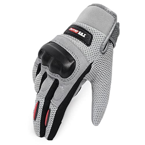 TVS Racing Street Riding Gloves for Men-PVC & Carbon Protected Hand Gloves, Touch Screen Compatible Gloves, & Visor Wiper Fingertips While Riding-Premium Bike Riding Gear for Riding Bikers(Grey-L)