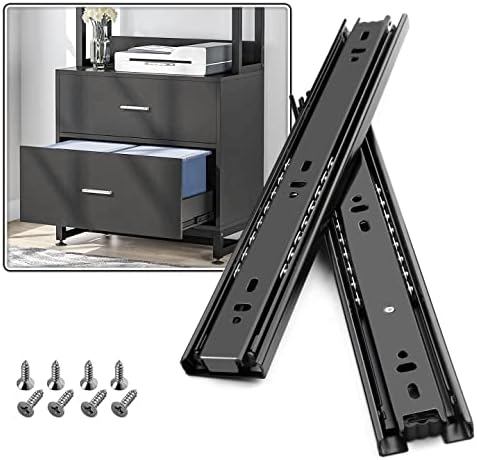 SHUHANG Full Extension Drawer Slides 10 12 14 16 18 20 22 24 Inch 100lb Load Capacity Side Mount Ball Bearing Glides Runners Rails Cabinet Dresser Wardrobe Kitchen Trash Black (10 Inch,1 Pair)