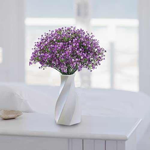 Jiftok Babys Breath Artificial Flowers, 12 Pcs Fake Flowers Gypsophila Bouquet Fall Flowers Artificial For Decoration, Real Touch Silk Flower For Wedding Christmas Diy Party Home Garden Office(Purple) #TOP3