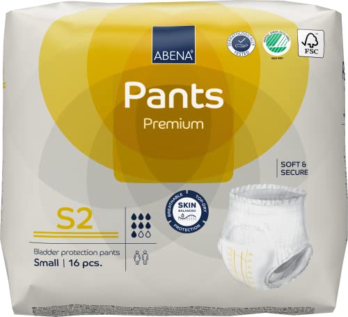 Abena Pants Pantalones de incontinencia de alta calidad, pantalones de incontinencia con etiqueta ecológica para hombres y mujeres, discretos, protectores, transpirables, cómodos, talla S 2, cintura