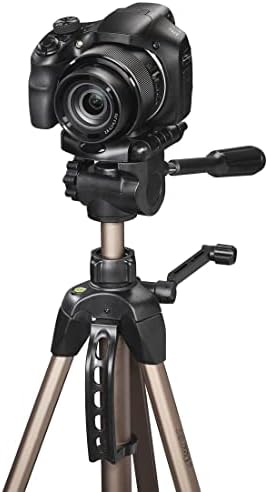 Hama Camera Tripod Star 61 (light tripod with 3-way head, photo tripod with 60-153cm height, tripod incl. carrying case, camera tripod suitable for SLR and system cameras), Champagne