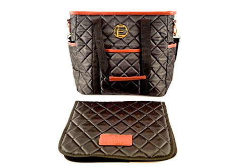 Stylish Diaper Bag- by Eric and Oscar- with Matching Changing Mat - Designer Travel Tote for Moms- For Baby Boys and Girls- In Quilted Black- Beautiful Presentation Box- Perfect Gift for Baby Shower