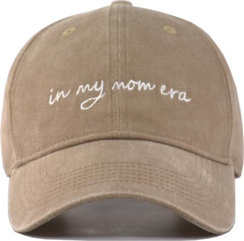 in My Mom Era Hat for Moms - Vintage Wahsed Cotton Adjustable Low Profile Dad Hat for New Moms & Mothers Day Birthday Khaki