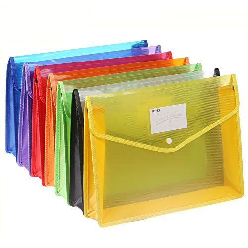 Abgream 7 Pack File Folder - Expandable Poly Envelopes B4 Plastic Document Folder Button Closure Waterproof File Pouch With 7Pcs Black Gel Ink Pens For School Office Supplies (Assorted Colors) #TOP6