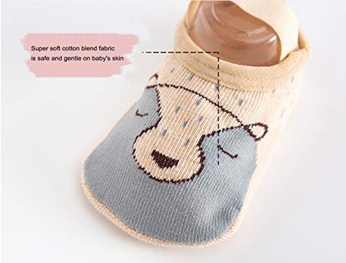 Zumou Baby Non Skid Anti Slip Socks Grip For Toddler Girls Boys Slipper 0-36 Months 6 Pairs (0-12Month, Little Bear) #TOP4