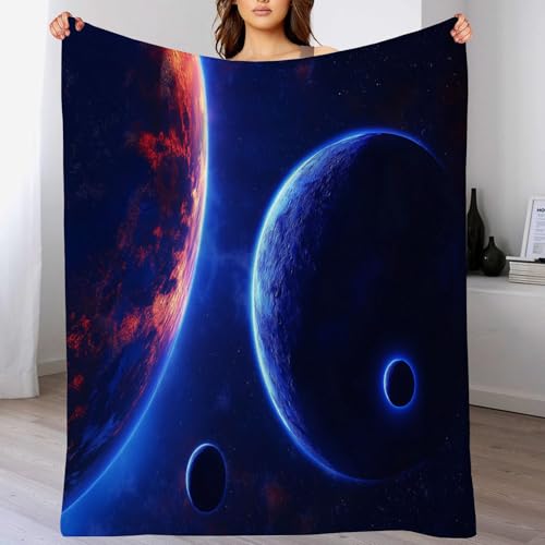 Jeté de canapé espace bleu foncé couverture chaude pour soirées d'hiver - 3