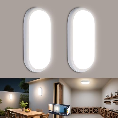 VivaLet 2 Pièces Applique Murale Intérieure Exterieur 18W 1800LM, Plafonnier LED 4000K, Luminaires Blanc, Lampe Eclairage Exterieur IP65, Éclairage de...