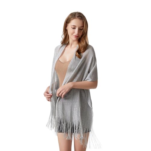 YOUR SMILE Women Shawls and Wraps for Evening Dresses Sparkling Metallic Scarf for Weddings Party4
