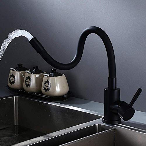 Robinet de cuisine noir mat extractible mitigeur évier inox flexible - 6