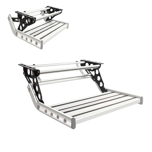Escalones manuales de aleación de aluminio para caravana, portátil, retráctil, plegable, con superficie antideslizante, capacidad de carga pesada de 200 kg para caravana, furgoneta y caravana de viaje