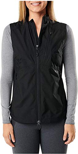 5.11 Tactical Women's Cascadia Windbreaker Packable Vest, YKK Zipper, Regular Fit, Black, M, Style 65001