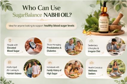 Image of Nabhi Oil Blood Sugar Support Herbal Navel Care Oil for Daily Wellness Traditional Botanical Blend Lightweight Fast Absorbing Formula for Men and Women 30ml Natural Body Care (1)