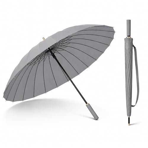 Image of Extra Large 24 Ribs Golf Umbrella - Automatic Open Long Handle, Heavy Duty Windproof Double Canopy, Waterproof & UV Protection Stick Umbrella for Men & Women 1pc