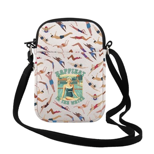 TSOTMO Funny Swim Gift Happiest In The Water Swim Crossbody Bag Women's Swimming Gift Swimmer Gift for Sister