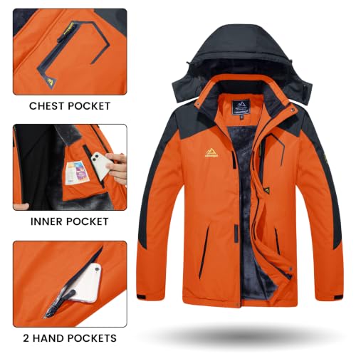 Image of TACVASEN Men's Winter Ski Jacket Waterproof Snow Coats Snowboard Fleece Lining Jacket Warm Parka with Hooded,Standard Length