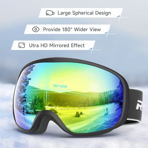 RIOROO Ski Goggles, Skiing Goggles For Snowboard Jet Snow 100% UV Protection - Image 3