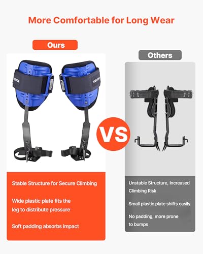 Image of VEVOR Tree Climbing Spikes, 1 Pair Height-Adjustable Climbing Spurs, 350lbs Load Capacity Tree Climbing Gear with Straps, Arborist Equipment for Climbers, Hunting, Fruit Picking