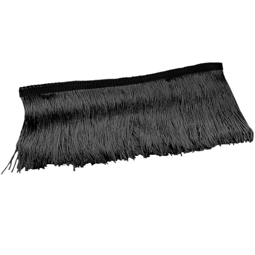 Luomorgo 10 Yards Chainette Fringe Trim 4 Wide - Polyester Tassel for Sewing Latin Dresses & Lamp Shades | DIY Craft Decor (Black)