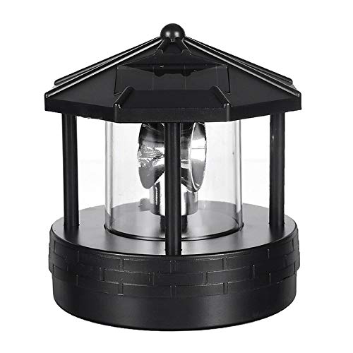 Preisvergleich Produktbild Monkys Solarbetriebener Leuchtturm, Solarlicht Leuchtturm Form Tisch Desktop Rotationslicht Kunststoff LED-Licht Gartenleuchte im Freien