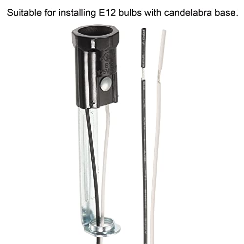 Meccanixity E12 Bulb Socket 3.47 Inch Height Candelabra Base Led Lamp Holder With 9.8 Inch Wire And M10 Lamp Pipes Nuts For Chandelier, Pack Of 3 #TOP4