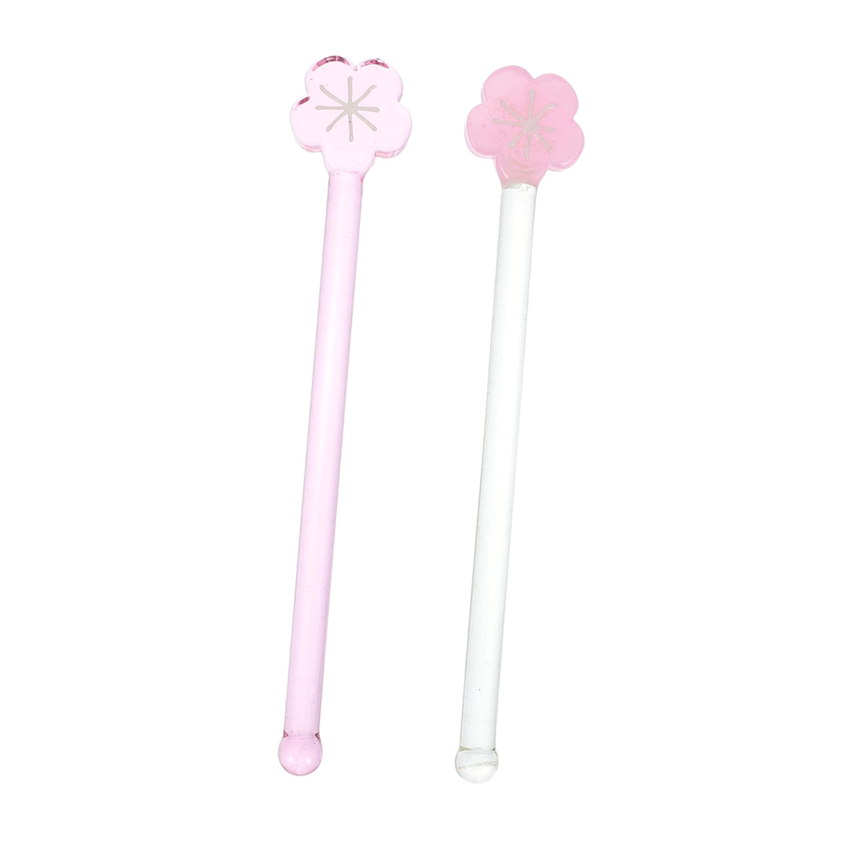 CIYODO 2Pcs Decorative Glass Swizzle Sticks with Long Handles Elegant Cocktail Stirring Rods for Coffee Beverages Parties Unique Flower Design for Home Bar Use