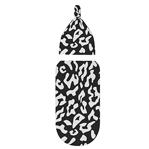 Wickeldecke mit Beanie-Hut-Set, Kuh-Prints, Wickeldecken, Dehnbare Baby-Empfangsdecke Cover