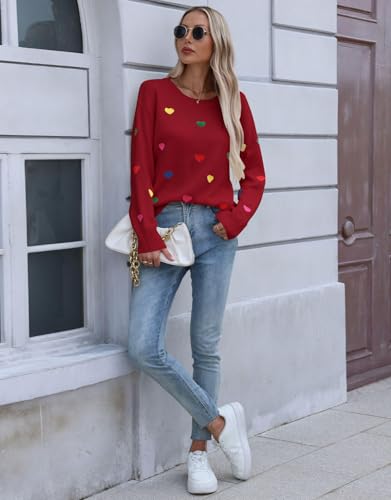 Image of Womens American Flag Sweater Crew Neck Casual Pullover Sweater